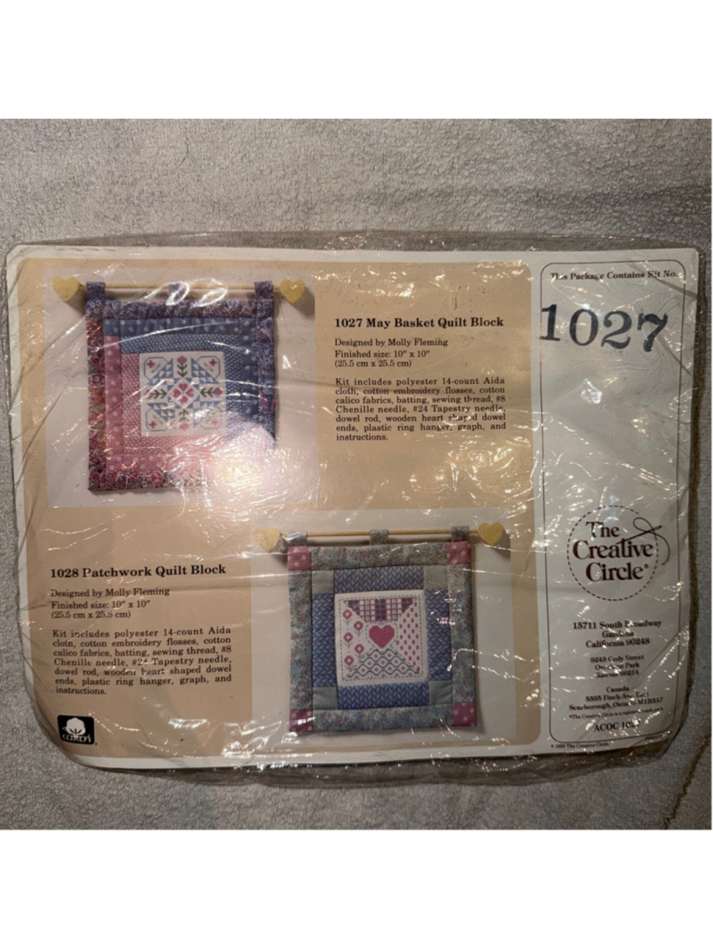 Vintage NOS 1989 May Basket Quilt Block Creative Circle Wall Hanging Kit #1027